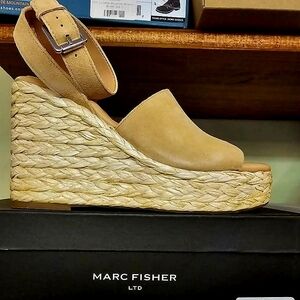 Marc Fisher Beige Espadrille Wedges